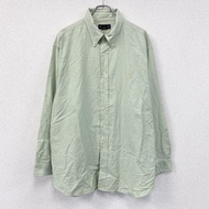 Brooks Brothers 長袖紐扣襯衫，綠色，XXL 碼，古著。