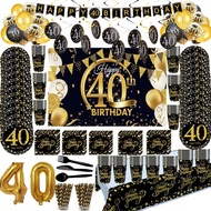 Cheer 40 Black Gold Balloon Happy Birthday 40 Years Balloons 40th Birthday Party Decoration Adults F