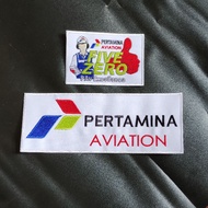 Computer Embroidery Logo Emblem Patch Patches Bet Badge PERTAMINA Aviation Five Zero