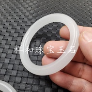 Jade Bracelet Xinjiang Hetian White Jade Round Bar Bracelet Calcite Jade Bracelet Women's Bracelet J