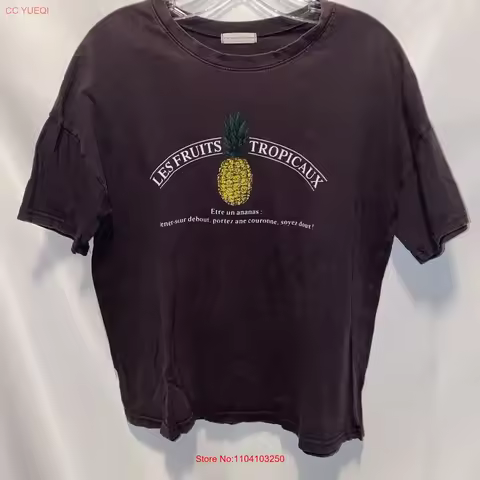 MYMYT Monocode Creambeige T Shirt size Large vintage Washed Slightly Versatile Unisex graphic Soft f