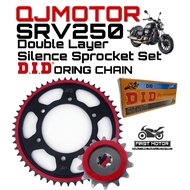 QJMOTOR SRV250 / SRV 250 SPROCKET SET DOUBLE LAYER SILENT  SILENCE WITH CHOHO ORING CHAIN