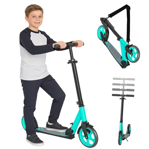 SIMATE T1 Kick Scooter for Kids 6+Teens & Adults Adjustable Handlebar Height 31.9"-37.8" 8-inch Big 