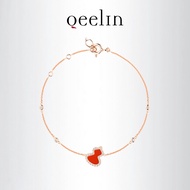 Classic Style Qeelin Wulu Rose Gold Diamond Red Agate Gourd Bracelet