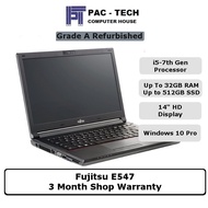 [Refurbish] Fujitsu E547 Laptop | i5-7th Gen | up to 32GB RAM | up to 512GB SSD | 14" HD | Win 10 Pro | 3 Month Warranty