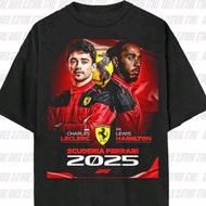 พร้อมส่งเสื้อเฮีย??? ใหม่ เสื้อเชิ้ต F1 Scuderia Ferrari 2025 Lewis Hamilton & Charles Leclerc สไตล์