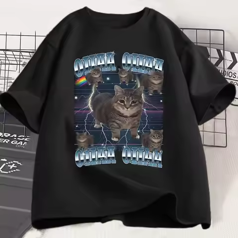Funny Viral Oia Cat Meme Graphic T Shirts for Men Women Silly Cats T-shirt Oiiaa Oiiaa Cat Unhinged 