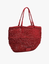 BIMBA Y LOLA - MEDIUM RED PLAITED LEATHER SHOULDER BAG