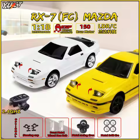 LDRC 1/18 LD1802 RC Drift Car Upgrade Metal Tires 2.4G RX-7 Remote Control Model with ESP Gyroscope 