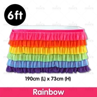 MINIIS 5 Layer 6FT/9FT/14FT Gradual Pink Rainbow Colorful Tulle Table Skirt Chiffon Tutu Table Skirt