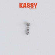 (1 Piece) Elliptical Stone Earrings - Titanium F136 - Kassy