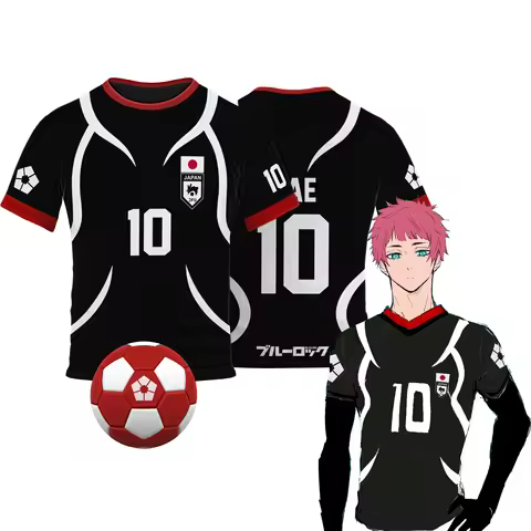 Blue Lock Japan U20 Black Cartoon Anime Cosplay Men Jersey Summer Short Sleeve Children Tee Clothing