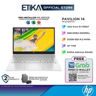 [Free 8GB RAM] HP Pavilion 14-dv1007TX Laptop | Intel i5-1155G7, 8GB D4, 512GB SSD, Nvidia MX450, 14" FHD, MS Office, W11 | Natural Silver