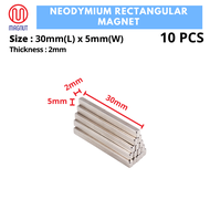 10 pcs (30mm x 5mm x 2mm ) Rare Earth Neodymium Rectangular Magnet / Magnet Bar