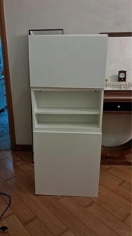 White Storage Cabinet with Shelves and Doors