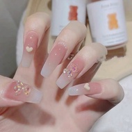 24 pieces Cute Cake Bear Fake Nail Tips Wearable Nail Stickers Finished Nail Stickers 24 Pieces
