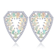 Lohaspie Jewelry Bông tai đính đá Opal Tanzanite tự nhiên nguyên bản 5 carat bạc nguyên chất 925 Bôn