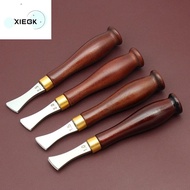 XIEGK Handmade Crimping Wooden Handle Stroke Line Stainless Steel Shallow Slot Linear Edge Tool Leather Edge Creaser Leather Craft Creasing Tools