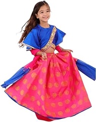 Kids Baju Raya for Eid, Racial Harmony, Deepavali Ethnic Wear Costume Stunning Jacquard Lehenga with Kimono sleeves