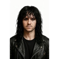 Long Black Mullet Wig 70s 80s Rocker Fluffy Curly Wavy Wig Cosplay Costume Accessories Halloween Wom