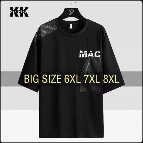 T Shirt Men Short Sleeve 95% Cotton Plus Size 6XL 7XL 8XL Black T-shirts Summer Oversize Tee Tshirt 