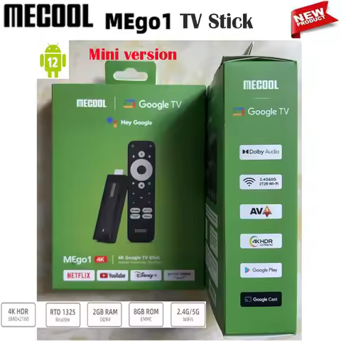 [Genuine]2025 Newest MECOOL MEgo1 Mini TV Stick Realtek RTD1325 2G+8GB 4K UHD 5G wifi LAN 100M Googl