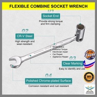 INVICTUS Flexible Combination Socket Wrench Swivel-Socket Combination Wrench 8mm-19mm