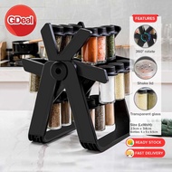 GDeal Ferris Wheel Rotatable Glass Seasoning Rack Set Seasoning Spice Jar With 18 Cans Rak Perasa Ka