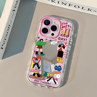 Pink border graffiti illustration mirror phone case  For iphone16 16p For iphone16 16plus 15promax 1