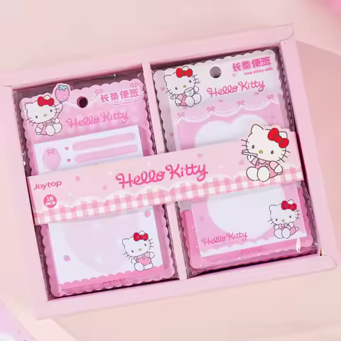 Genuine Sanrio Hello Kitty Kawaii Cartoon Memo Notebook Strawberry Series Long Sticky Note Pad for G