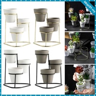 [BbqzefMY] Mini Ceramic Clay Pot Vase Container with Black Stand Pottery Planters Miniature for Cact