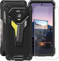Black Soft TPU Bumper Phone Case for Ulefone Armor 34 Pro (6.95") with 1 X Tempered Glass Screen Pro