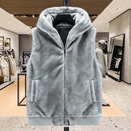 Hooded Plush Vest Vest Men Outer Wear Cotton Vest Warm Casual Vest Vest Men Hooded Vest Vest Men Cas