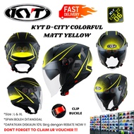 KYT D-CITY COLOURFUL MATTE YELLOW HELMET OPEN FACE DOUBLE VISOR - HELMET STENG KYT D CITY