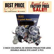 3 Inch Colorful Bi-Xenon Projector Lens Double Angle Eye Light 2 PCS