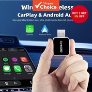 2-in-1 CP+AA Carplay Android Auto Mini Box Wireless Carplay Adapter Wired to Wireless for USB/Type-C