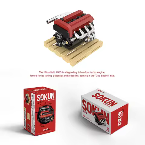 216pcs 4G63 Engine Building Blocks PB8869B Technical SOKUN Car Vehicle Engine JDM Engine Ornament Br