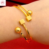 XT Jewellery Korea 24k Bead Bracelet Open Bangle Woman 916 Original Gold Plated