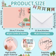 48 Pcs Happy Home Anniversary Cards with Envelopes Bulk Blank Welcome House Cards Real Estate Thank 