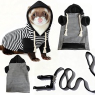 Ferret Hoodie with Harness Leash Set Sweatshirt for Pet Ferret,  Walking Vest for Small Animals