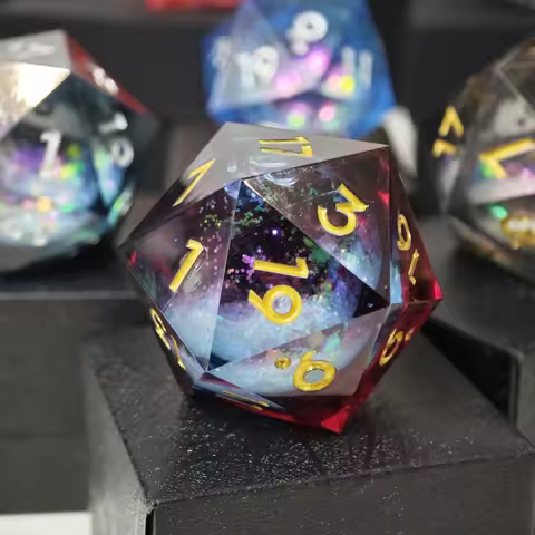 MINI PLANET 35mm D20 Dice Polyhedral Resin Liquid Core Dice TRPG Handmade Big 20 Sided DND D20 Dice 