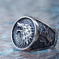 STORE247 - House Stark Direwolf Silver Stainless Steel Ring Game of Thrones Stark Ring Mens Vikings