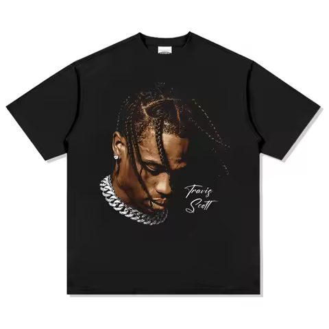 Travis Scott Graphic T-Shirt Hip Hop Rapper Cotton Tee Streetwear Men Women Casual Vintage Y2K Top A