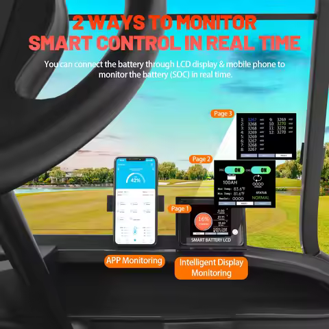 36V 100Ah Golf Cart LiFePO4 Battery with APP&Chager&Monitor,10KW Continuous Power Lithium Battery wi