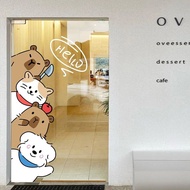 Cartoon Capybara Puppy Pattern Sticker Cake Shop Milk Tea Shop Dessert Shop Cafe Shop Decoration Gla