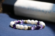 精品半玉化硨磲手鍊 8mm圓珠 紫水晶圓珠 串珠設計 珠寶設計 飾品