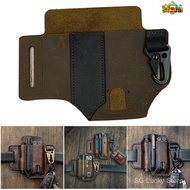 Leather EDC Tools Pocket Knives Sheath Retro Sheath for Belt with Flashlight Holster Keychain Handy 