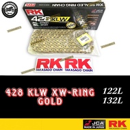 GOLD CHAIN RK 428 (KLW) XW-ring Rantai Motor Emas Panjang 122L 132L LC135 Y15ZR FZ150 RS150 SRL Y16Z