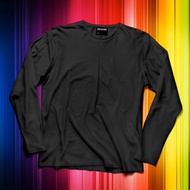 Kosong Lengan Panjang Cotton Long Sleeve Plain Black T-Shirt  Baju