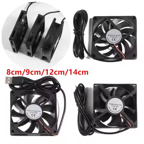 DC 5V USB Connector PC Fan Cooler Heatsink Exhaust CPU Cooling Fan 8cm 9cm 12cm 14cm